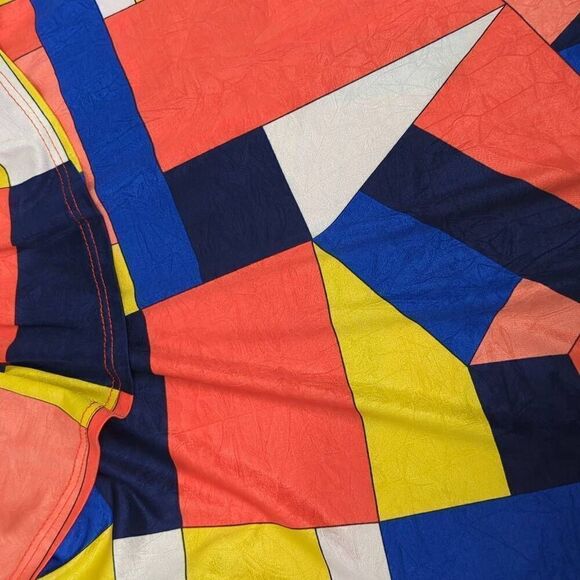 Vintage Purple Rain Womens Size Medium Cold Shoulder Dress Multicolor Geometric - Picture 7 of 10